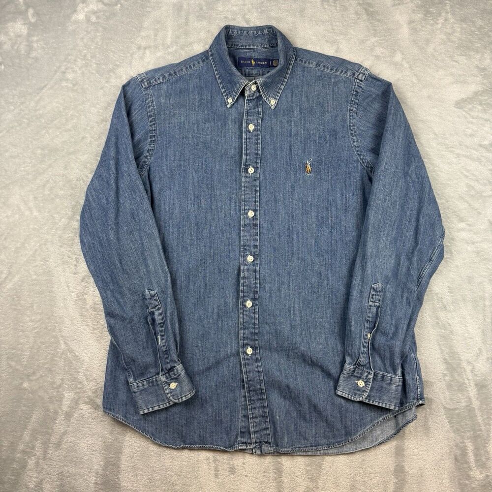 Polo Ralph Lauren Denim Button Down Shirt Multicolor Flesh Pony Blue Men’s Large